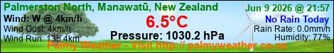 Add this banner to your website -  <img src="http://palmyweather.co.nz/banner.php" />